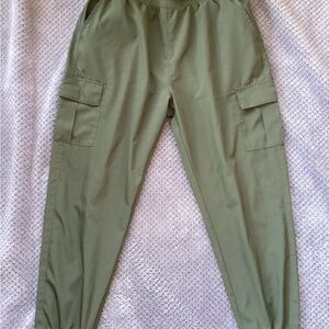 Amazon Green Cargo Pants with Elastic Waistband and Ankle Cuffs